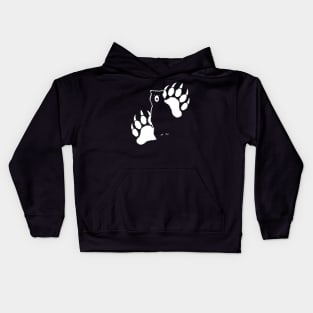 Grizzly bear silhouette and paws Kids Hoodie